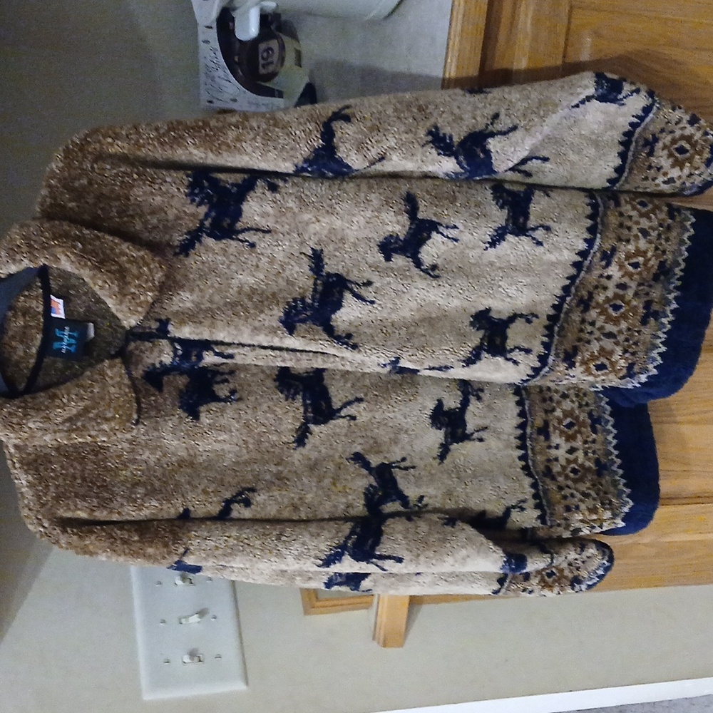 Mazmania Horse Fleece Jacket Sz L Sherpa Western Cowgirl - Picture 14 of 15